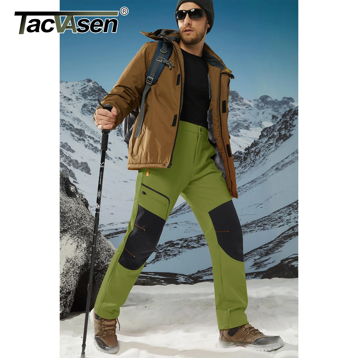 Pantaloni da sci invernali TACVASEN pantaloni impermeabili termici caldi da uomo pantaloni foderati in pile tattico pantaloni da lavoro da montagna da trekking all'aperto 3
