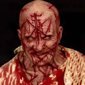 Copricapo horror di Halloween Spaventoso assassino sanguinante Maschera Materiale in lattice Puntelli di ruolo malvagio Scherzo ingannevole Giocattolo Puntelli in maschera 1