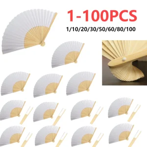 1-80 pz fai da te carta bambù ventaglio pieghevole adulti calligrafia per bambini pittura pratica vuoto bianco ventaglio pieghevole regali di nozze 1