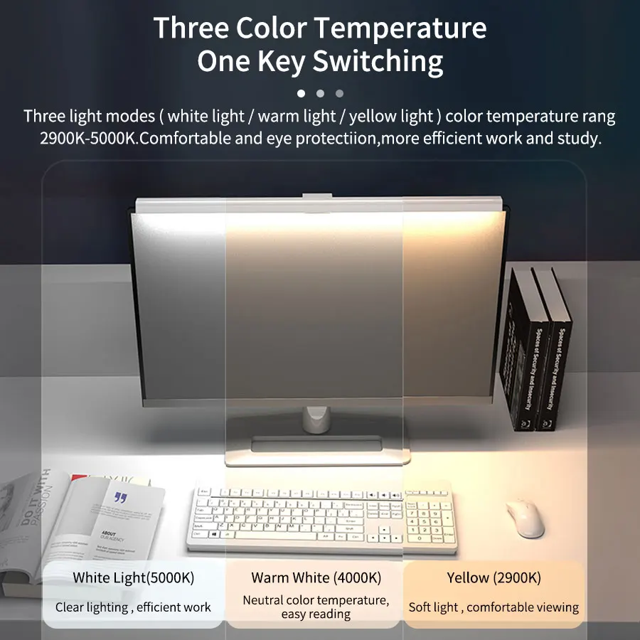 Lampada da tavolo USB con regolazione continua dello schermo della barra luminosa del Monitor del Computer da 50cm per lampada da tavolo con luce di lettura dello studio 2