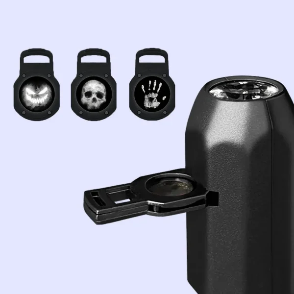 360 ° Luce notturna a LED con teschio ruotabile con stampe e volti intercambiabili sul palmo - Decorazione di Halloween alimentata tramite USB per soffitto e parete 3