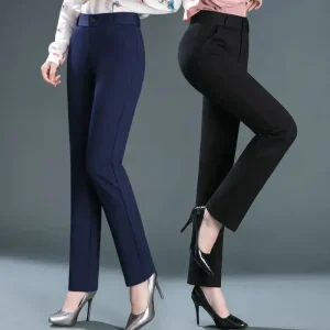 Office Lady Solid Slim Pencil Suits pantaloni primavera autunno nuova moda coreana All-match donna pantaloni dritti Casual a vita alta 1
