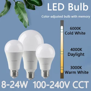 Lampadina dimmerabile con memoria a nastro LED Smart 3 3000K/4000K/6000K AC110V 220V E27 B22 8W-24W Alta efficienza luminosa 100LM/W Senza sfarfallio 1