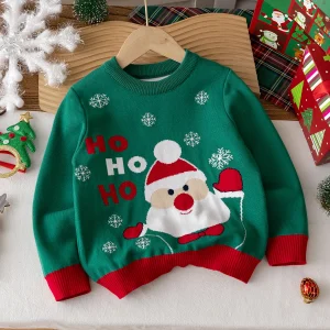 Pullover maglione con motivo Babbo Natale in stile carino per ragazzi e ragazze adatto per feste di Natale in primavera, autunno e inverno 1