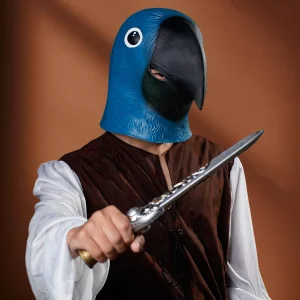 1pc blu realistico copricapo di pappagallo maschera in lattice maschera finta adatta per costumi di Halloween e feste 1