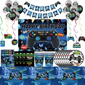 Videogioco compleanno decorazione gioco loro festa di compleanno forniture Kit stoviglie tazza piatti tovaglioli tovaglia sfondo palloncini 1