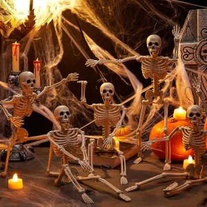 Scheletro all'aperto di Halloween Scheletro posabile in plastica con giunti mobili Piccoli scheletri sospesi per cimitero di casa stregata Prop 1