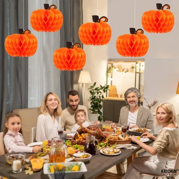 1/3 pezzi centrotavola di zucca a nido d'ape di zucca di carta decorazione da appendere per forniture per feste di festival autunnali di Halloween/Ranksgiving 4