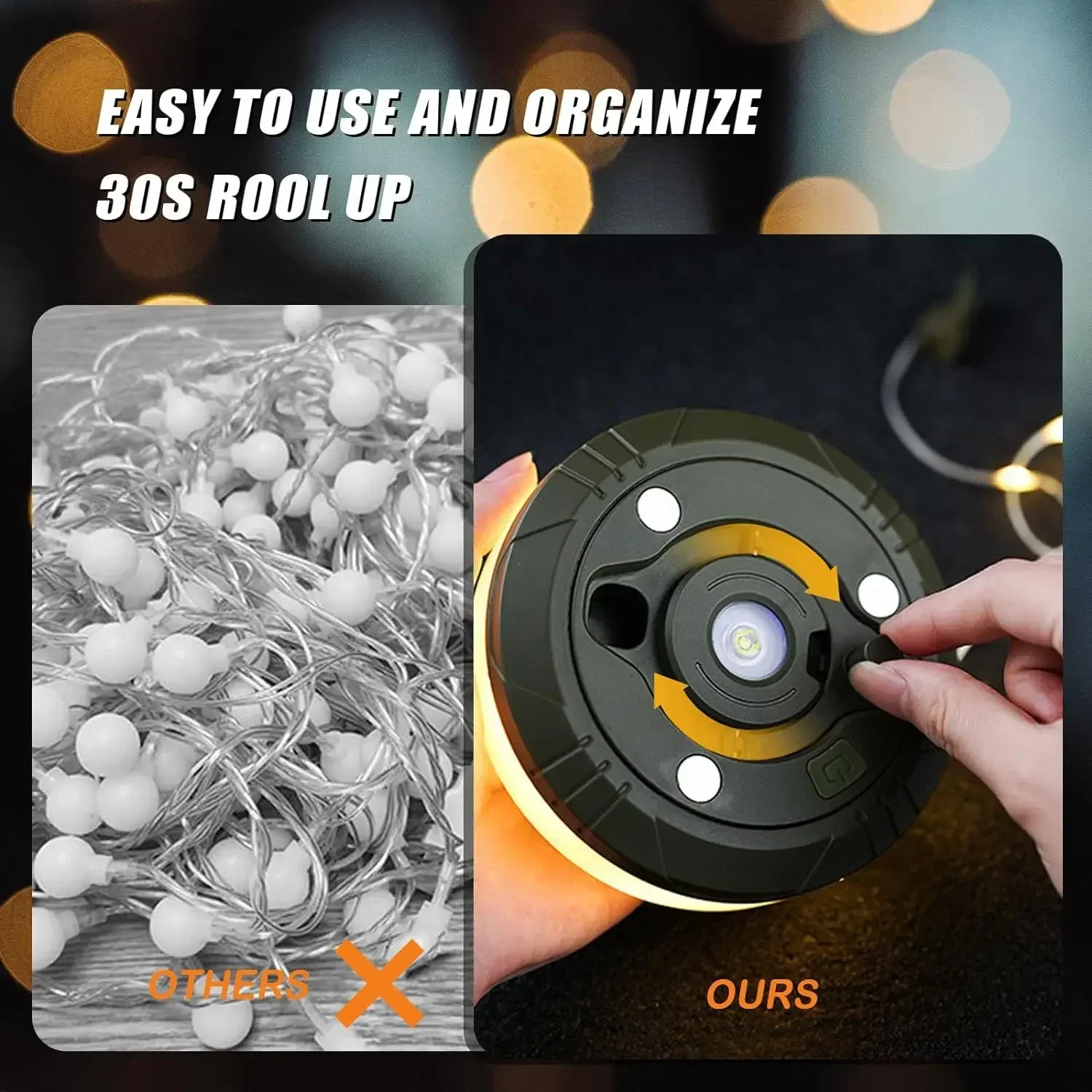 Torcia a LED XTE multifunzionale 4 in 1 con design da campeggio, ricaricabile tramite USB, per tende da esterno, con gancio magnetico 3