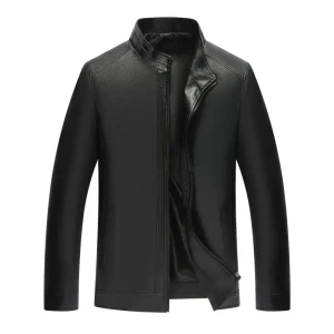 Giacca invernale in pelle di pelliccia da uomo in vera pelle 2025 nuovo colletto alla coreana cappotto di pelle di pecora giacca di pelle maschile abbigliamento da moto 1