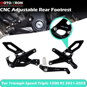 MOTO-TRON Moto CNC Set Posteriore Regolabile Pedane Poggiapiedi Per Triumph Speed Triple 1200 RS 2021-2025 1