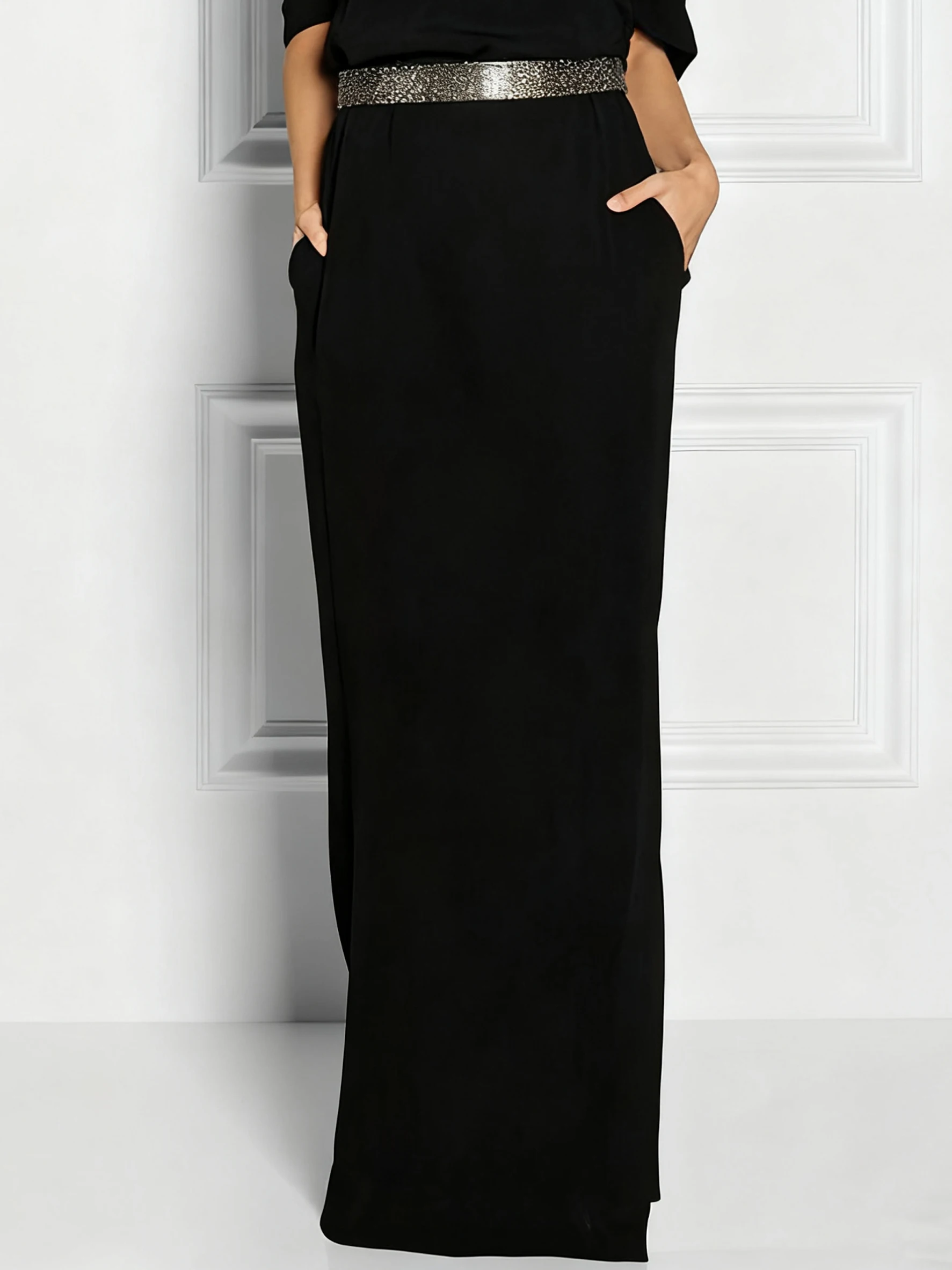 Modigirl Autunno Inverno Classico Nero Maxi Abito per Donna 2025 Elegante Festa di Compleanno Reno Pietre Abiti Allentati Vestiti Delle Donne 3