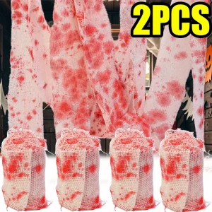 Panno per fasciatura di sangue artificiale Halloween garza Creepy tessuto di garza decorativa spettrale puntelli per la casa stregata per il Layout del luogo del partito 1