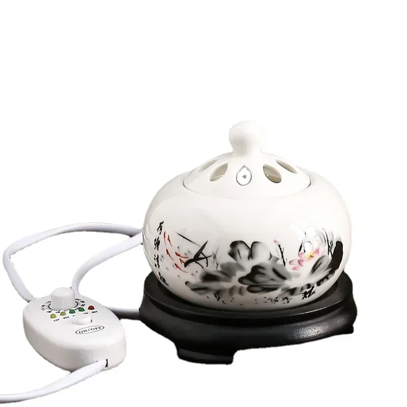 Plug-in 110 V/220 V Lotus Forno Olio Essenziale Ceramica Elettrico Legno di Sandalo OUDH Polvere Bruciatori di Incenso Meditazione Stufa Fragrante 6