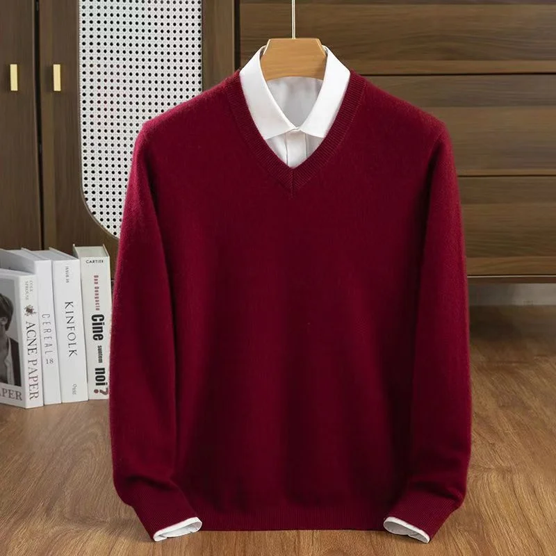 Maglione in Cashmere Super lana uomo Pullover spesso autunno inverno caldo classico scollo a v vestiti maglione maschile Jersey Hombre Pull Homme 5