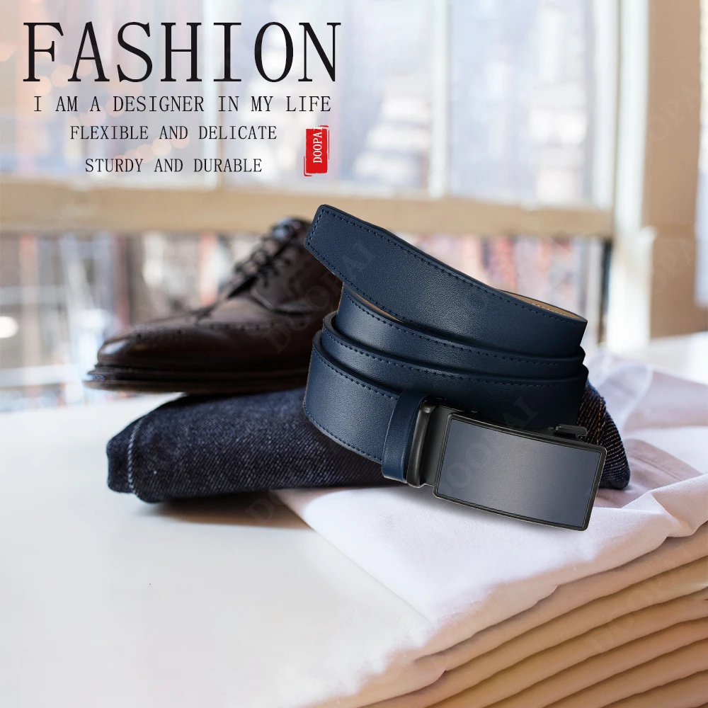 Fibbia a pellicola automatica con superficie in sabbia metallica, cintura/cintura da lavoro premium da uomo in pelle bovina di alta qualità, colore opzionale 4