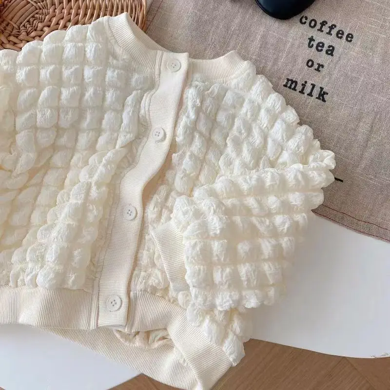 Fashion Baby Girl Puff Jacket Infant Toddler bambino Bomber Coat autunno primavera Kid Cardigan Outwear tinta unita vestiti per bambini 1-10Y 6