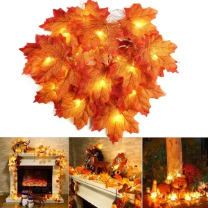 2/3/6M Decorazione Di Natale Artificiale Acero Foglia Foglie HA CONDOTTO LA Luce Stringa Lanterna Ghirlanda di Festa A Casa FAI DA TE Deco Halloween New Yea 1
