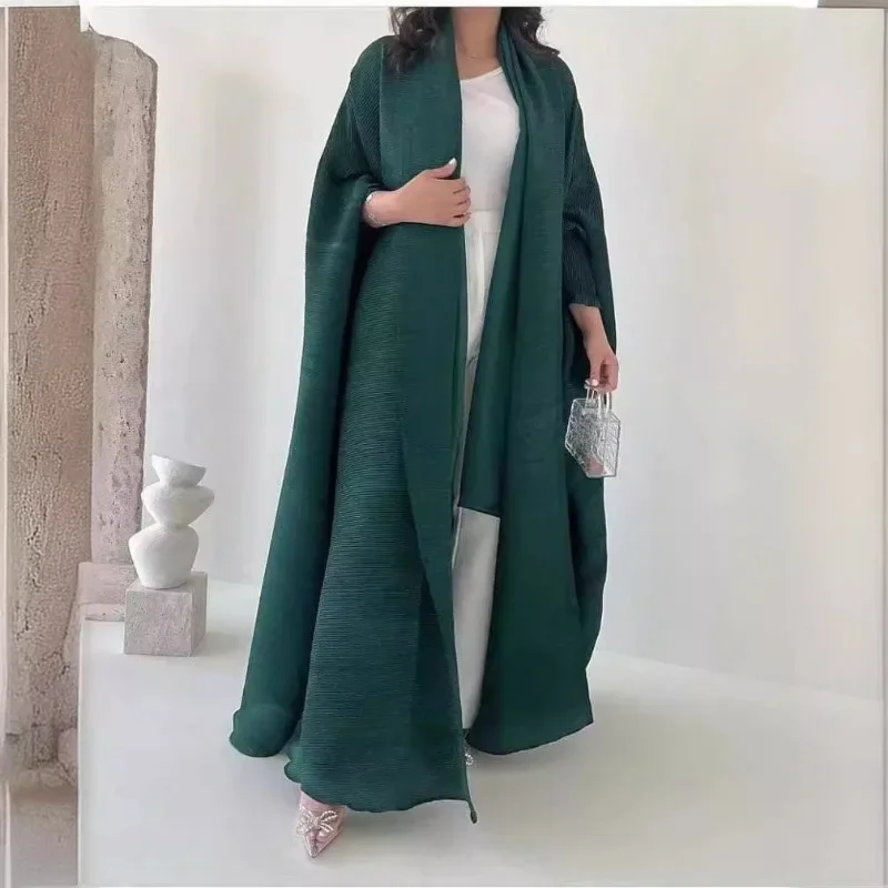 Miyake Cardigan con colletto pieghevole a pieghe a maniche lunghe Plus Size Abito in tinta unita per donna 2024 Nuovo abbigliamento firmato originale 3