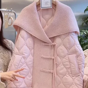 Colletto con risvolto Cardigan lavorato a maglia giacca maglione trapuntato donna autunno e inverno 2023 moda dolce scialle sciolto Top Z3310 1