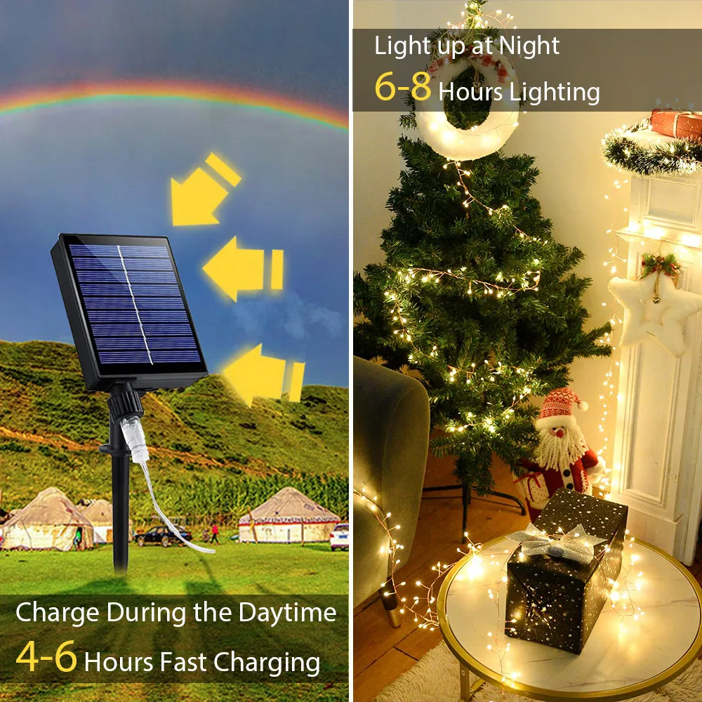 Cluster Solar String Lights 36M 1000 LED Outdoor Backyard Fairy Lights String Lamp Party Garden decorativo per matrimonio natale 4