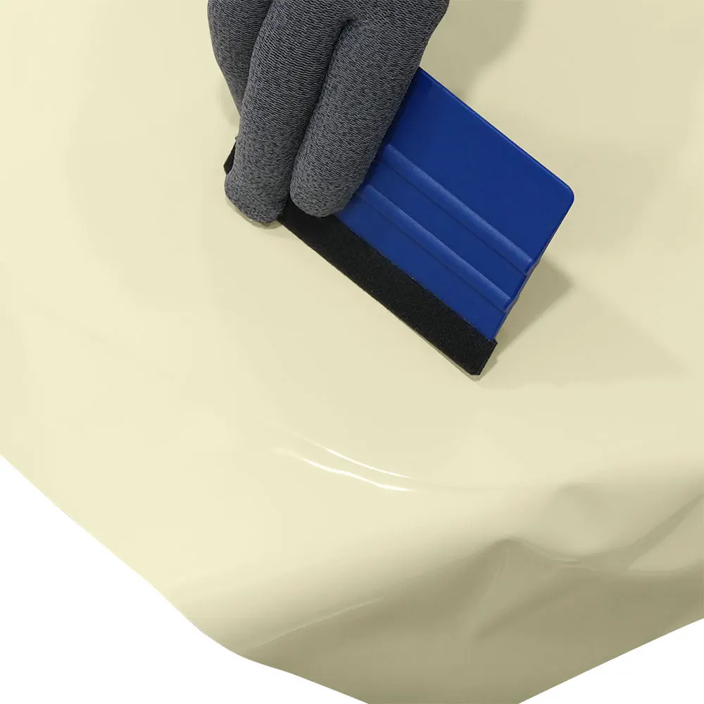 Adesivo per auto Pellicola in vinile da imballaggio bianca crema ultra lucida Cambia colore Pellicola avvolgente senza bolle Accessori per auto Interni ed esterni 2