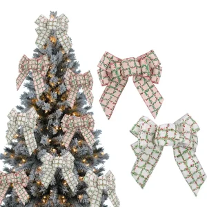 Grandi fiocchi di Natale Ciondolo Squisiti nastri di lino Regalo Archi Decorazione Festival Albero di Natale Ornamenti pendenti 1
