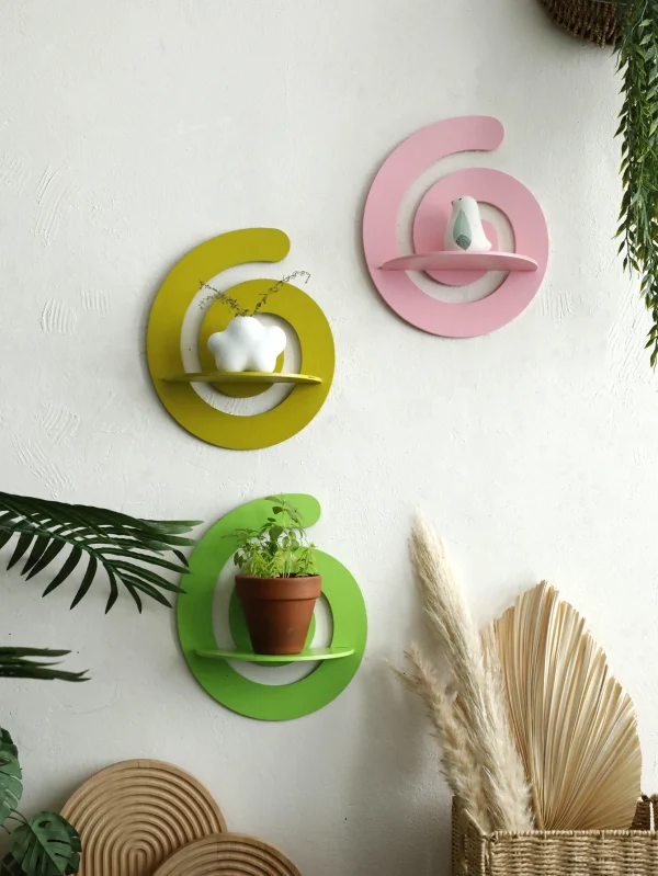 Espositore per scaffali in cristallo con fiori Scaffale da parete galleggiante Boho per camere da letto Soggiorno Scaffali estetici in legno montati a parete Decorazioni per la casa 6