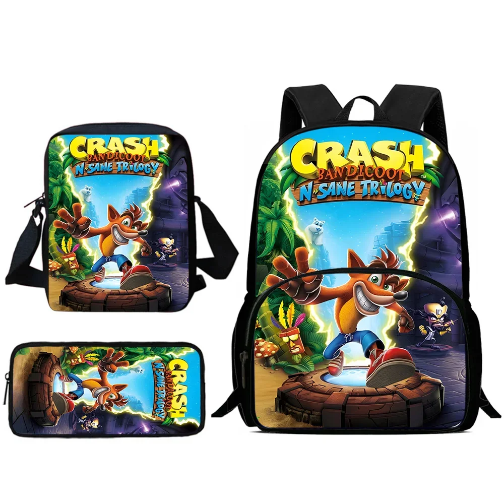 Zaini per bambini Cartoon Crashs Bandicoots Borsa a tracolla Astuccio per matite Borse da scuola per alunni di grande capacità per ragazzi e ragazze Miglior regalo 5