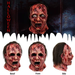 Maschera in lattice di Halloween Maschera da clown spaventoso Festa spaventosa Copricapo divertente, Oggetti di scena per feste cosplay di Halloween, Maschera insanguinata horror, Regalo 1