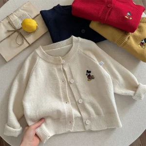 Cappotto lavorato a maglia per bambini autunno inverno Simpatico maglione per bambini caldo a maniche lunghe Top cardigan per ragazze monopetto coreano 1