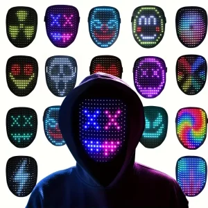 Maschera LED con rilevamento dei gesti Illumina il viso che trasforma la maschera di Halloween a LED per bambini Uomini Donne Costume Cosplay Party 1