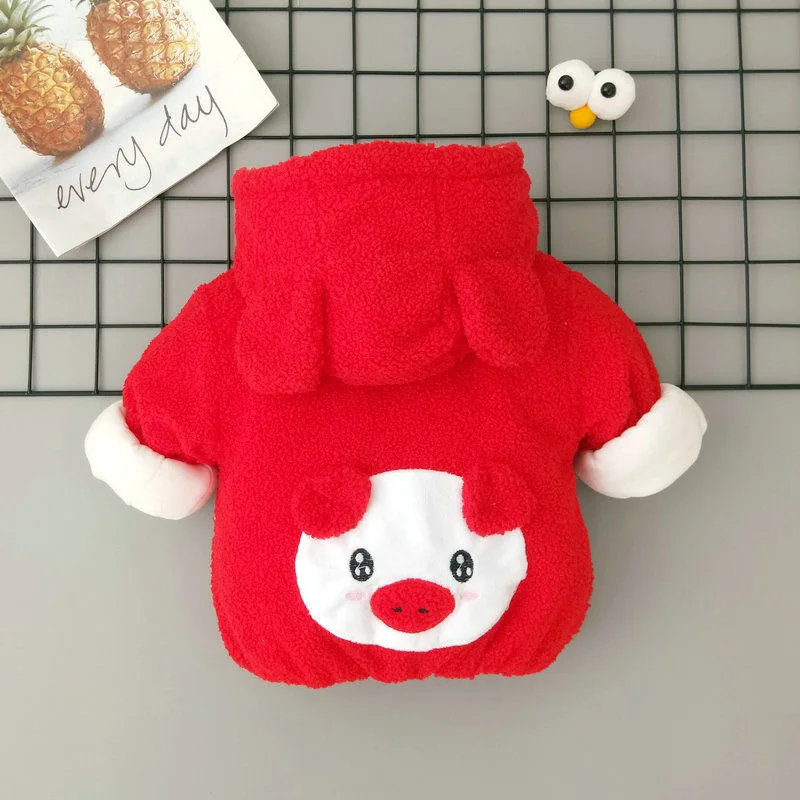 0-36 mesi vestiti per neonata carino Piggy con cappuccio giacca per neonati inverno caldo capispalla in pile per ragazze cappotto regalo di compleanno 3