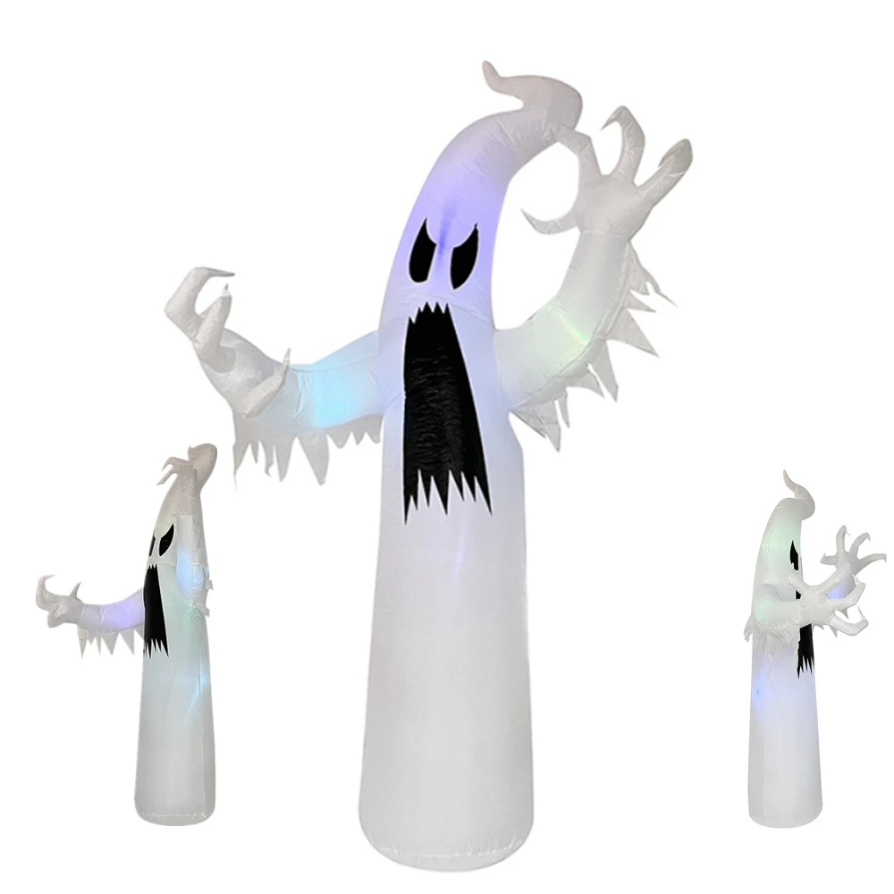 8FT/12FT Gonfiabili di Halloween Fantasma bianco colorato Luci a LED integrate Giardino esterno Interno del prato Decorazione Puntelli Modello 5