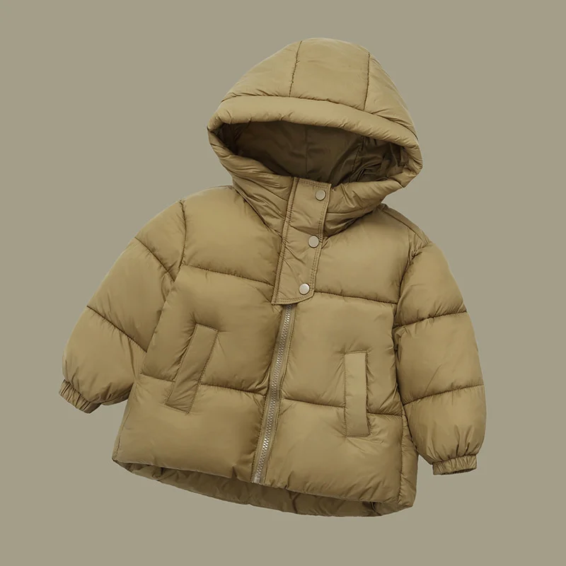 Piumini per bambini Ragazzi Cappotti spessi e caldi Bambini Capispalla invernale con cappuccio Ragazze Moda Parka tinta unita Nuovi vestiti per bambini 6