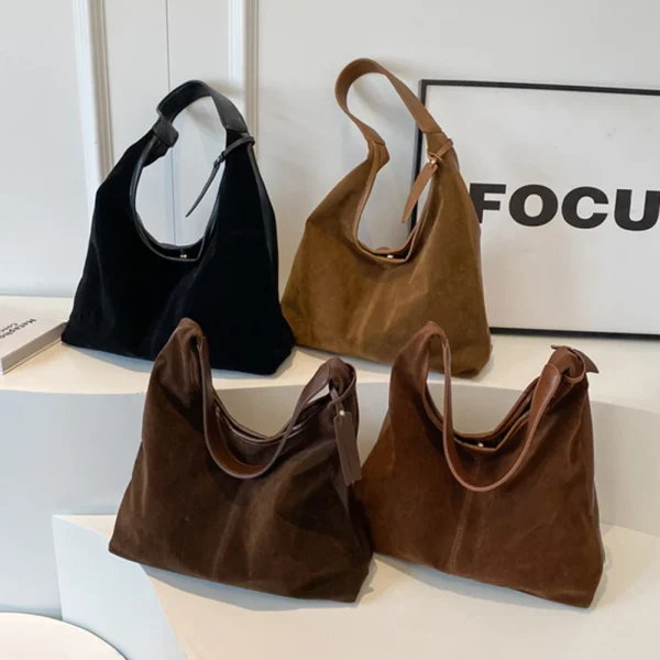 Borse a tracolla in pelle scamosciata da donna Tote alla moda Borse da donna Autunno Inverno Borsa di grande capacità Borsa da pendolare casual con chiusura magnetica 1