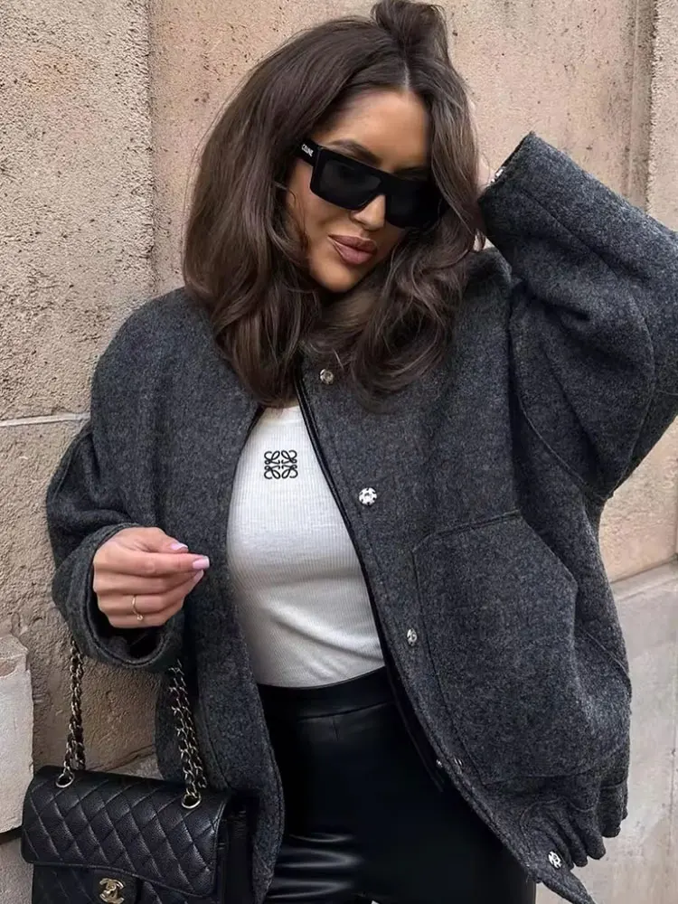 HH 2025 Giacca da strada invernale da donna Tasca tinta unita Giacca monopetto Giacca casual versatile da donna Cardigan Top 4