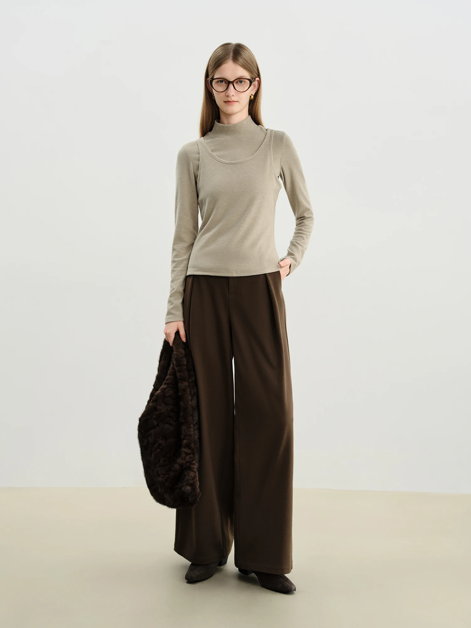 ZIQIAO 2025 Set di t-shirt in maglia a due pezzi da donna autunno inverno - Top casual dal design unico per l'uso versatile quotidiano 5