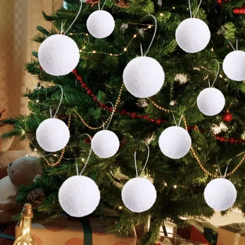 54/6PCS Palline di Natale in Schiuma Bianca per Albero di Natale Appeso Palla Ornamenti Pendenti per Matrimonio Capodanno Festa Decorazioni per la Casa Forniture 4