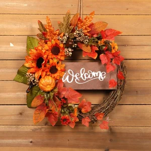 Ghirlande autunnali zucca bacca foglia d'acero ghirlanda artificiale raccolto porta autunnale ghirlanda natale Halloween ringraziamento decorazioni per la casa 1
