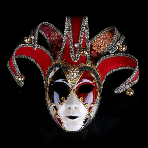 Nuova maschera da clown Masquerade per adulti Venezia Maschere viola retrò Full Face Cosplay Spaventoso Halloween Maschera da strega Puntelli Donna Uomo 6