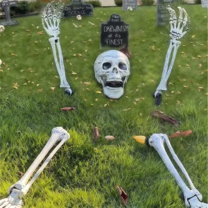 Decorazioni per paletti di scheletro di Halloween, ossa realistiche delle gambe del braccio dello scheletro, decorazione di Halloween del giardino del cortile spettrale 1