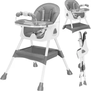 Seggiolone pieghevole (6+ mesi): grande cuscino antiscivolo, porta giocattoli e design per l'alimentazione facile da pulire – Modello E500 1