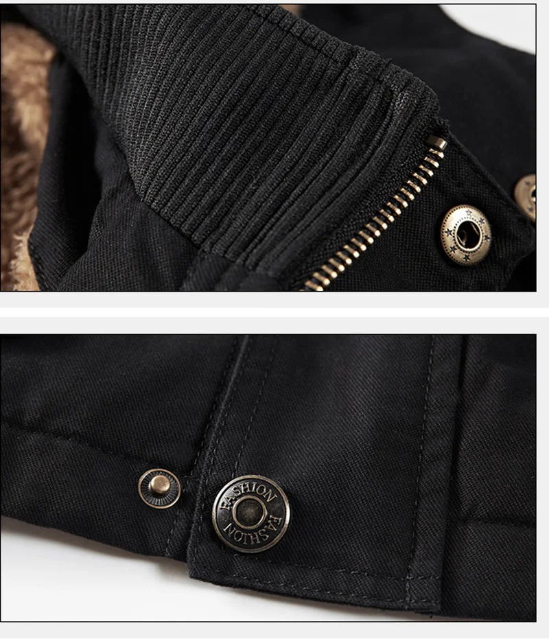 Cappotto Cargo militare giacca da uomo spessa e calda Parka invernale giacca imbottita in cotone Casual da uomo felpe con cappuccio in pelliccia multitasche da uomo Parka 6