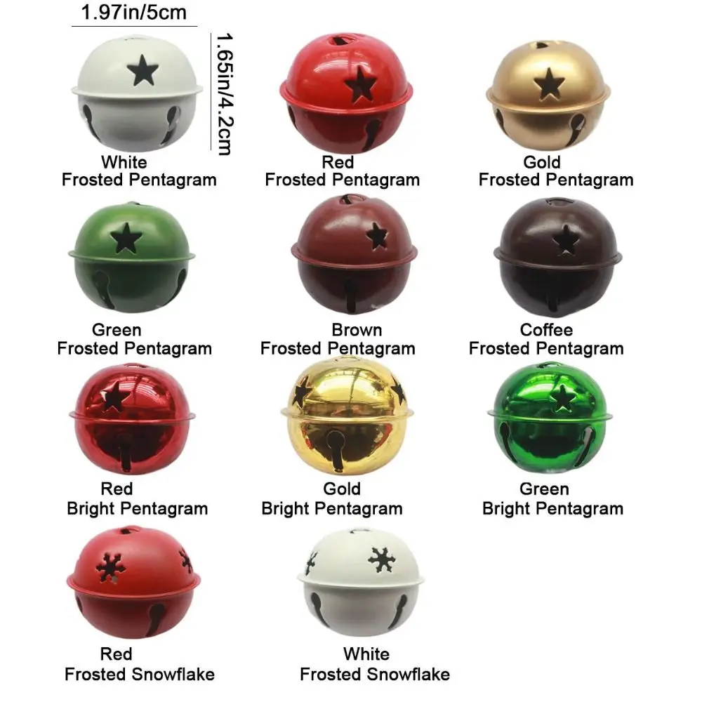 Campane di Natale in ferro Campane di Natale colorate fatte a mano Bellissime campanelli per albero di Natale con stella a cinque punte Collare per animali domestici 4