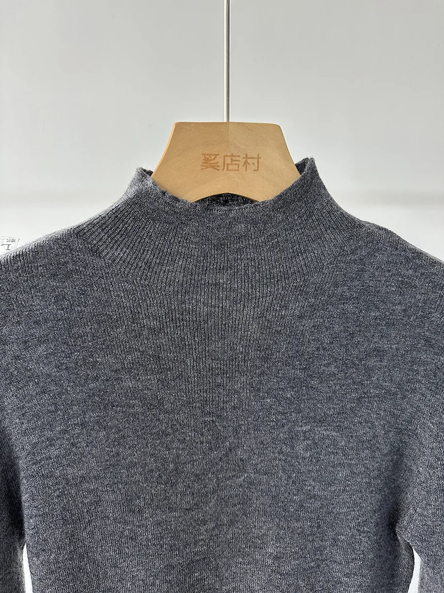 BirdTree, maglione sottile sottile sottile 100% lana, collo finto a maniche lunghe da donna, top elastico alto con fondo senza cuciture, autunno inverno 2025 T46985QM 6