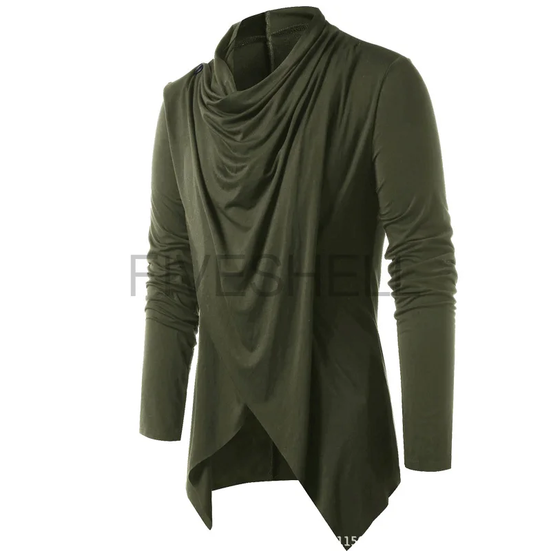 Cardigan asimmetrico da uomo medievale con sovrapposizione Cardigan Casual lavorato a maglia a maniche lunghe con collo a scialle aperto davanti top maglioni Vintage da uomo 2