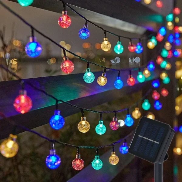 Nuovo globo di cristallo solare LED luci della stringa LED luce solare esterna IP65 fata luce ghirlanda di nozze per la decorazione della festa in giardino 1