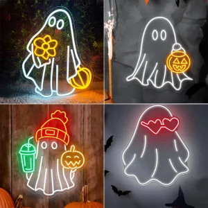 Halloween Ghost Pumpkin Neon Sign For Wall Decor Spooky Boo Room Decoration Led Light Up Sign For Party Bar Club lampada dimmerabile 1