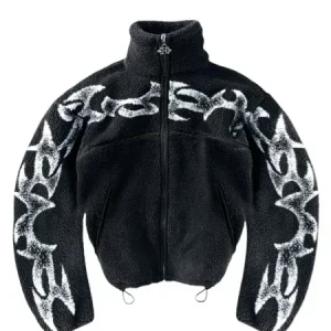 Y2k American New Vintage street leisureTrendy Oversize Unisex Polar Ceket Felpa con cappuccio Fodera in morbido pile Giacca invernale per uomo Donna 1